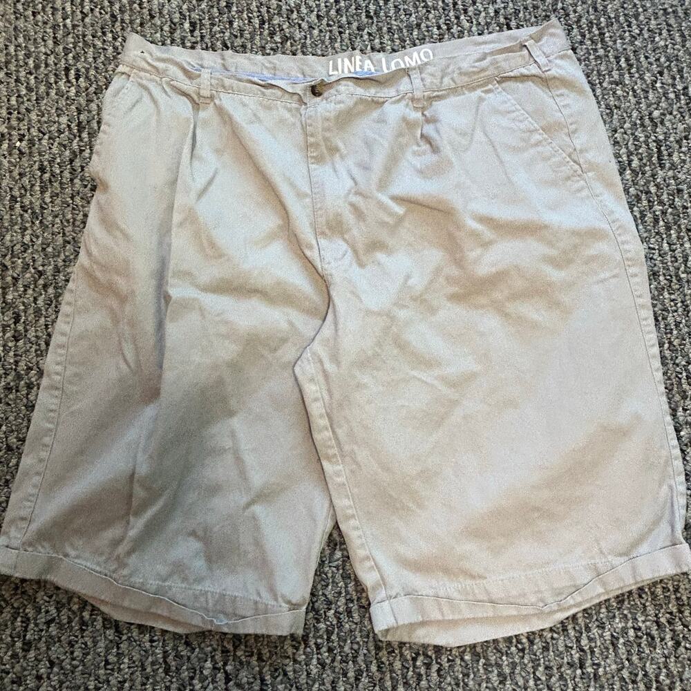 Linea Uomo Shorts Mens 50 x13 Khaki Pockets Cuffed Hem Vacation Golf Preppy
